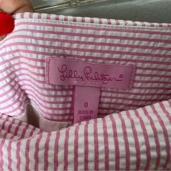Lilly Pulitzer Seersucker Skirt Scalloped Edge Pink Skort 771 - Picture 5 of 7